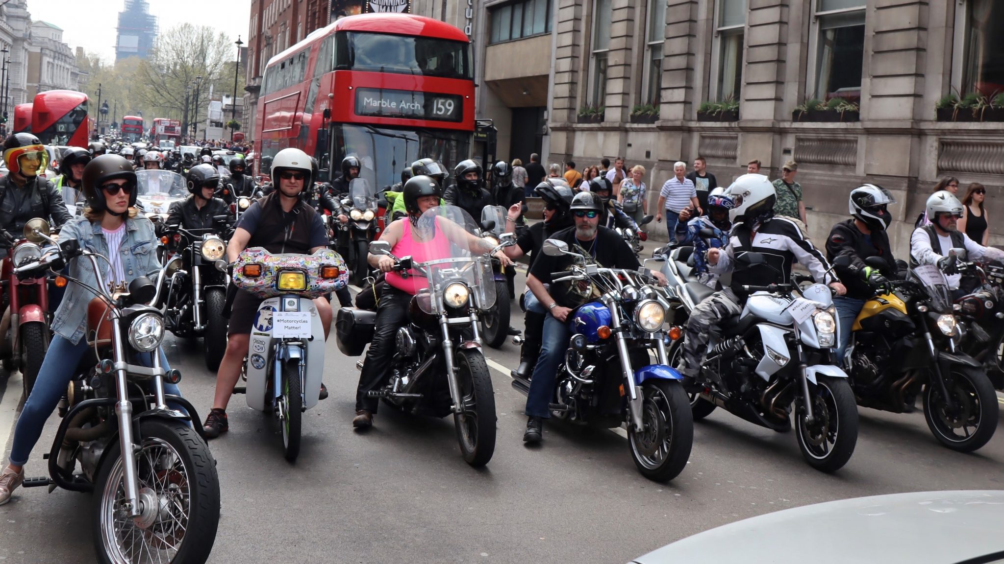 Protest against motorcycle parking charges in London